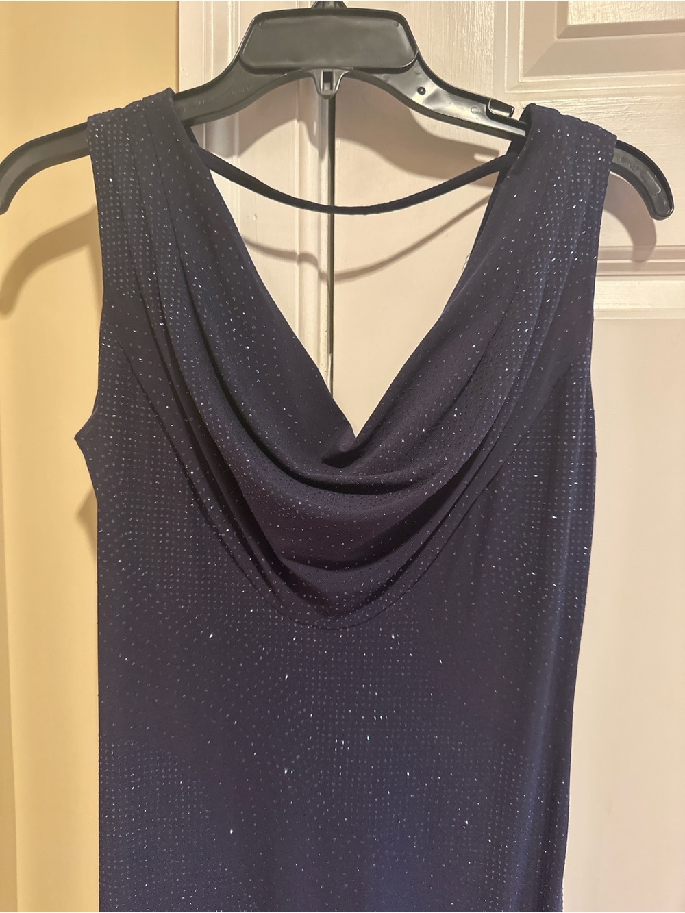 Calvin Klein Navy Sparkly Cowl Neck Maxi Dress Formal Evening Gown Size 2